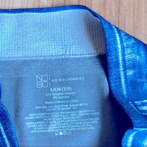 3/$15 NEW NOBO Ankle Leggings Blue Small Waist 23 Blue Jean Print NWOT Juniors - Picture 2 of 12